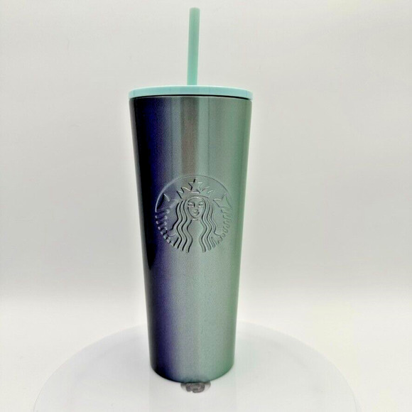 New Starbucks Holiday 2020 Venti Stainless Steel Cold Tumbler Purple Green Beach - Picture 1 of 7